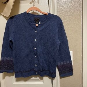 VINTAGE ABERCROMBIE AND FITCH LAMBSWOOL Blue Cardigan Sweater